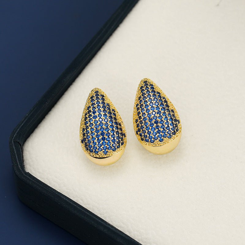 18K Gold - Plated Zircon Teardrop Earring - Loulou Boutique