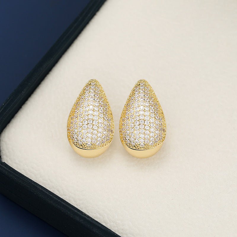 18K Gold - Plated Zircon Teardrop Earring - Loulou Boutique