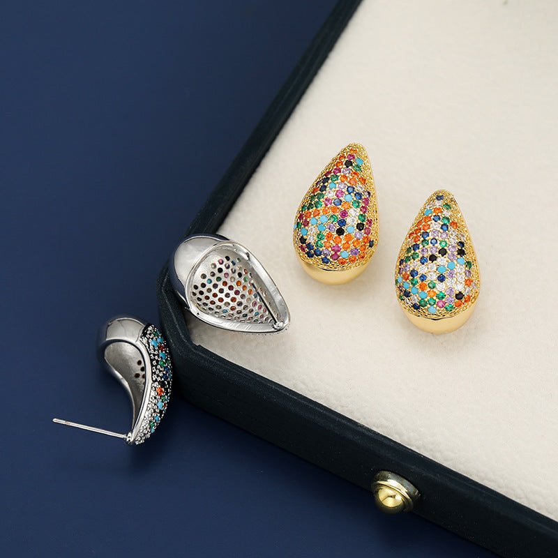 18K Gold - Plated Zircon Teardrop Earring - Loulou Boutique