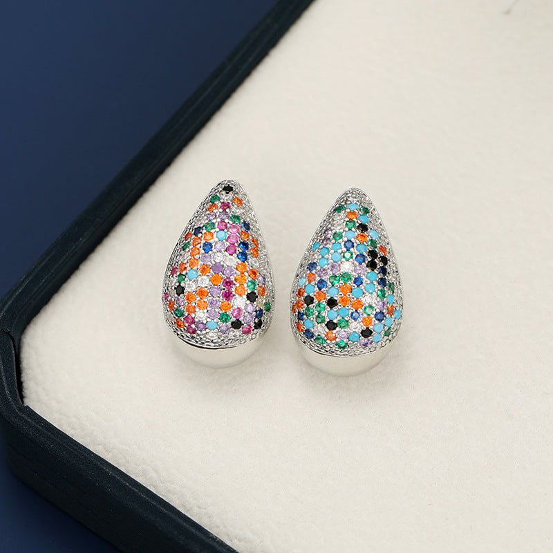 18K Gold - Plated Zircon Teardrop Earring - Loulou Boutique