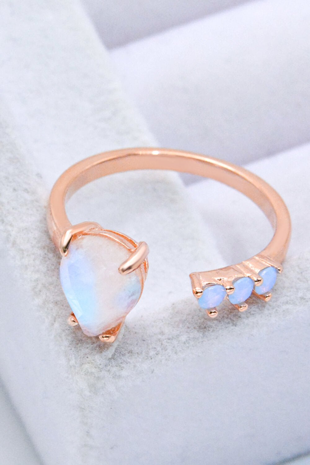 18K Rose Gold-Plated Moonstone Open Ring - Loulou Boutique