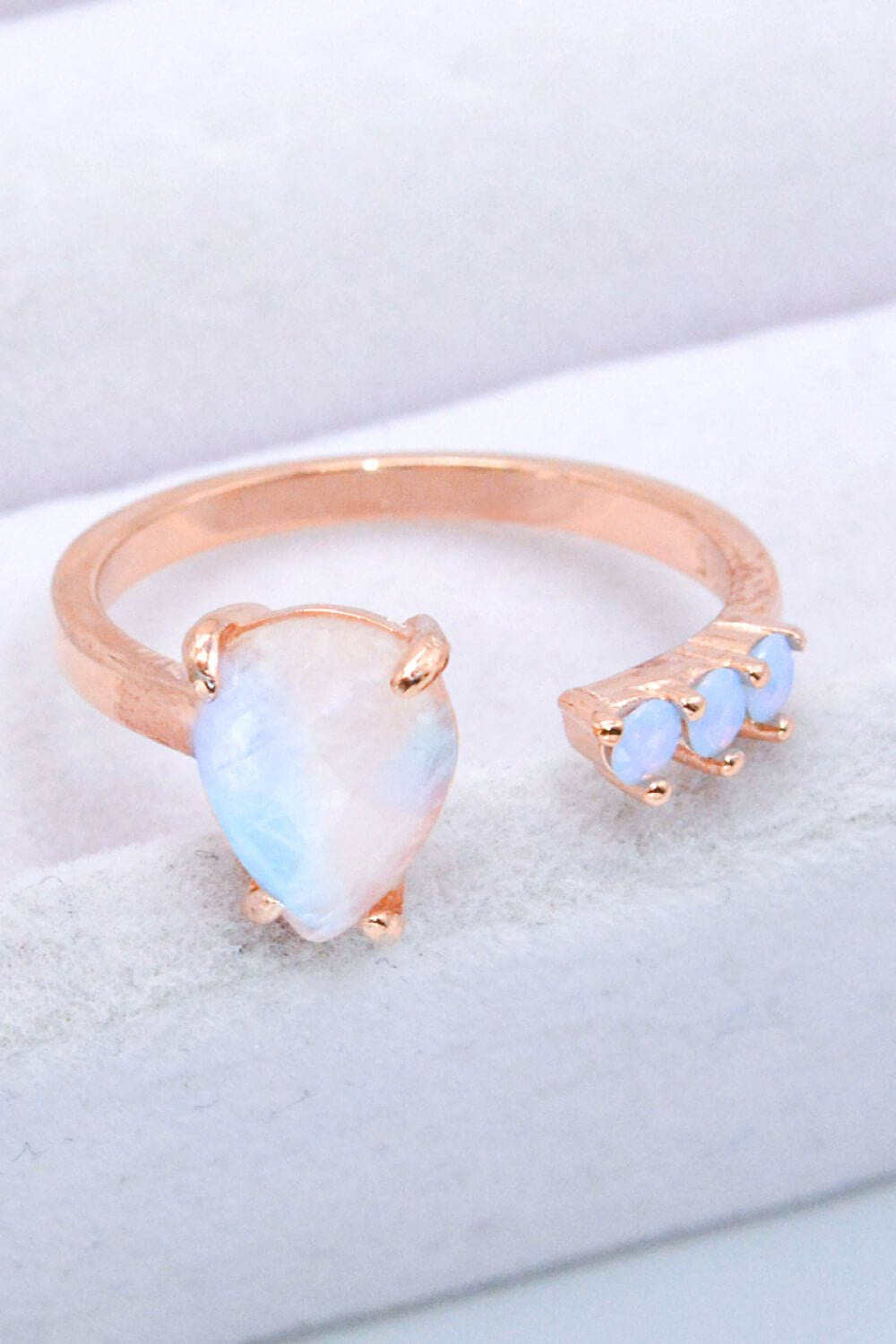 18K Rose Gold-Plated Moonstone Open Ring - Loulou Boutique