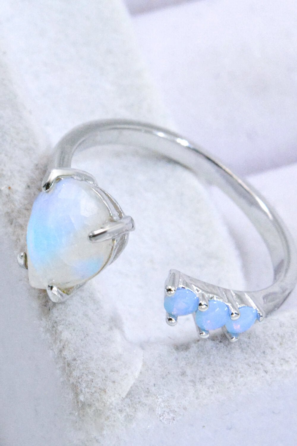 18K Rose Gold-Plated Moonstone Open Ring - Loulou Boutique