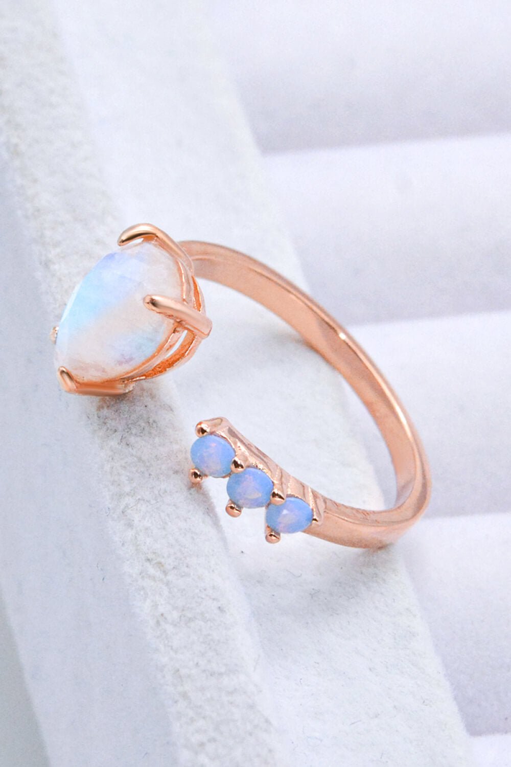 18K Rose Gold-Plated Moonstone Open Ring - Loulou Boutique