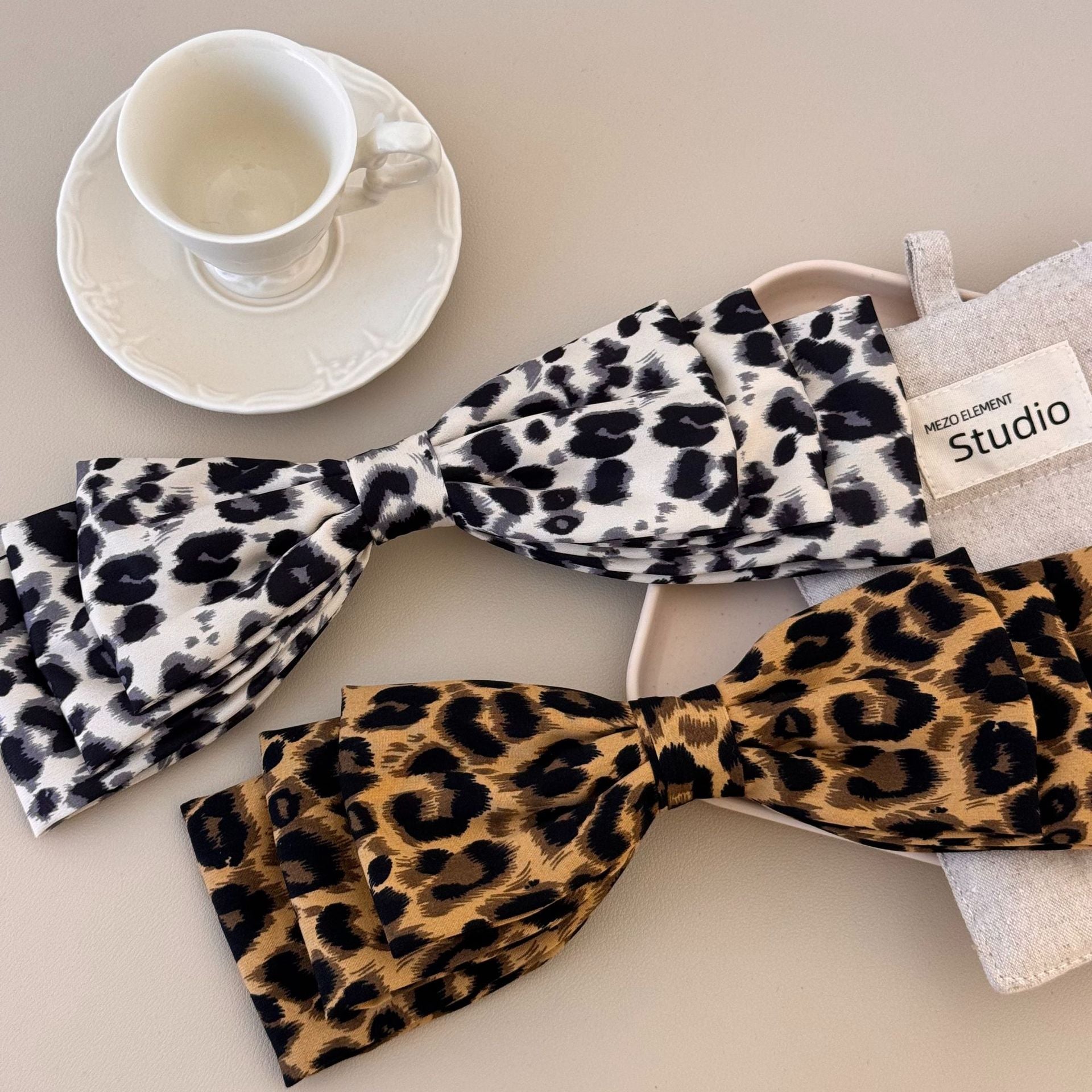 2 Piece Leopard Bow Hair Clip - Loulou Boutique