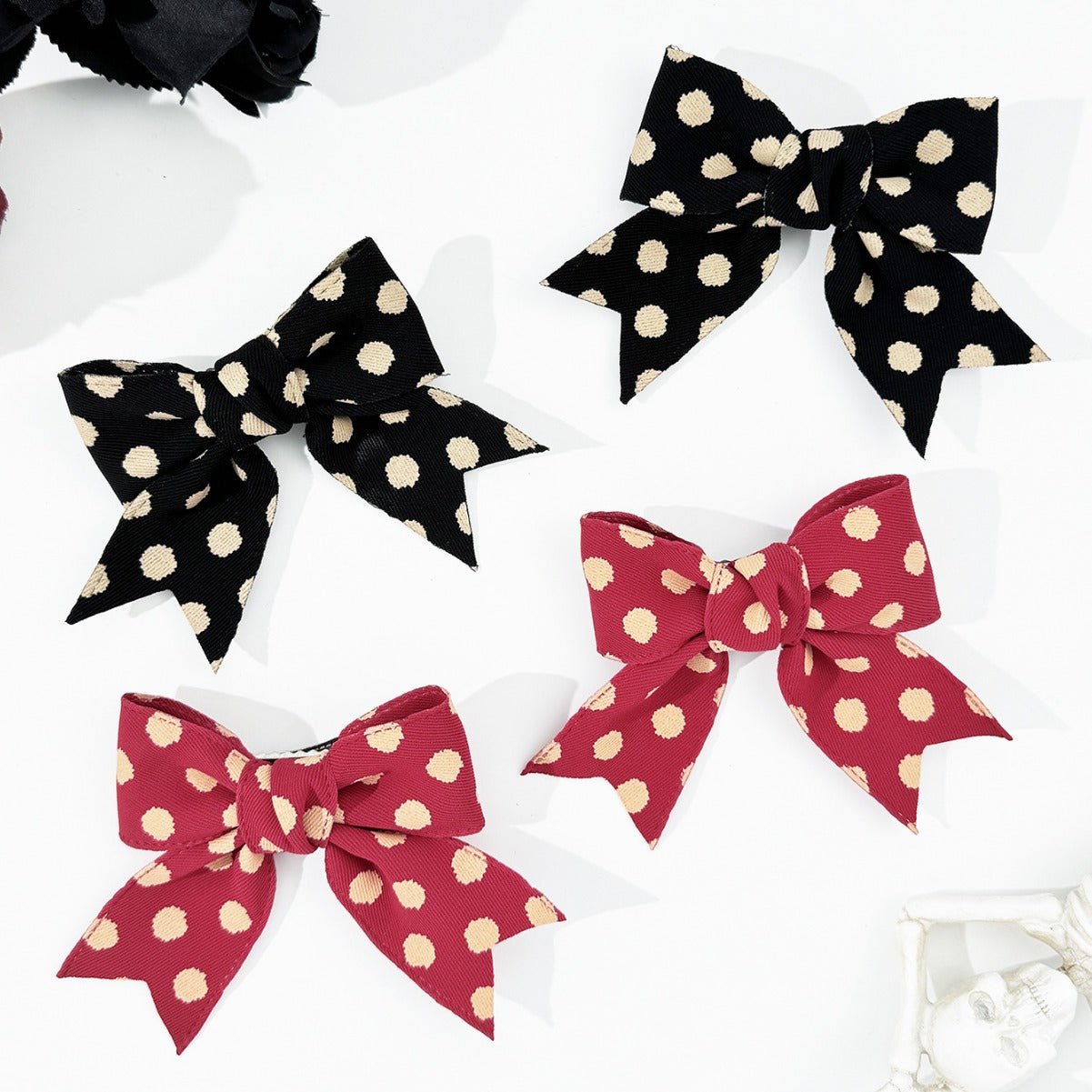 2 - Piece Polka Dot Bow Hair Clip - Loulou Boutique