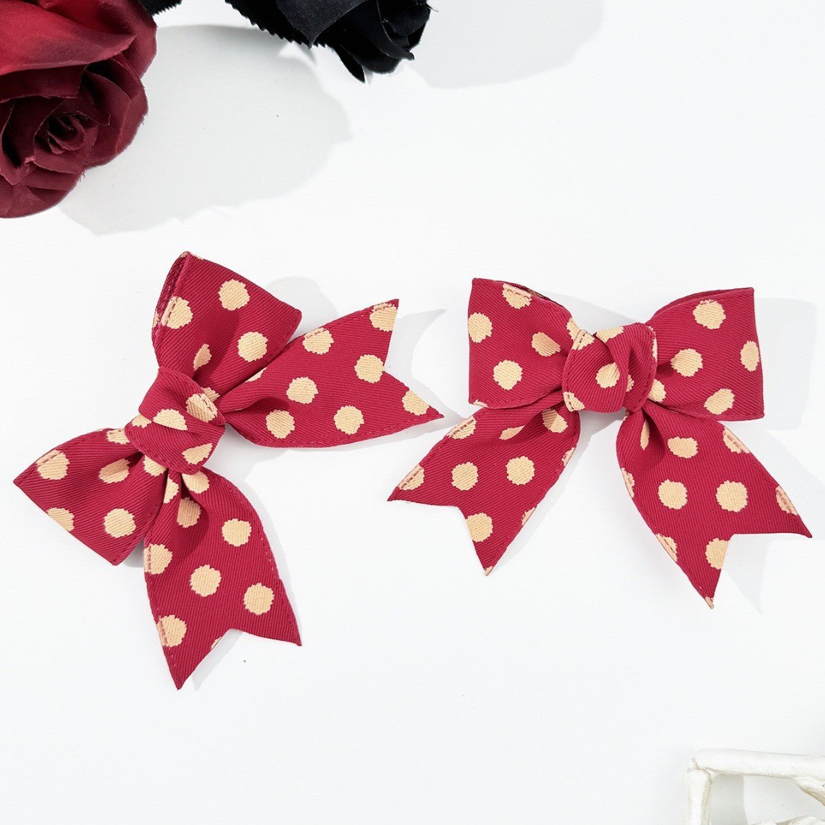 2 - Piece Polka Dot Bow Hair Clip - Loulou Boutique