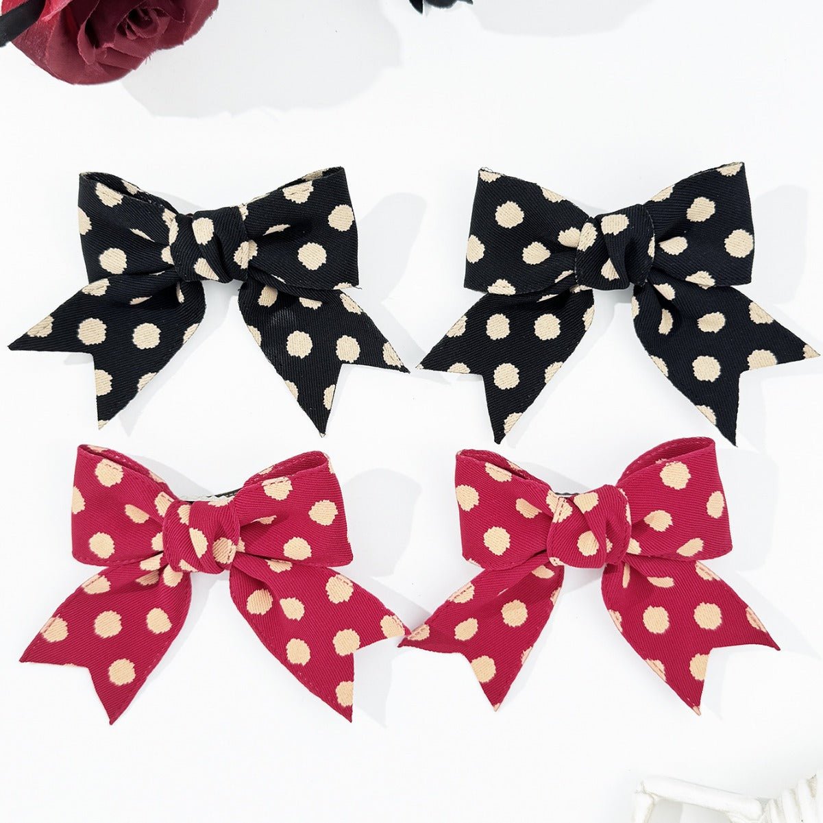 2 - Piece Polka Dot Bow Hair Clip - Loulou Boutique