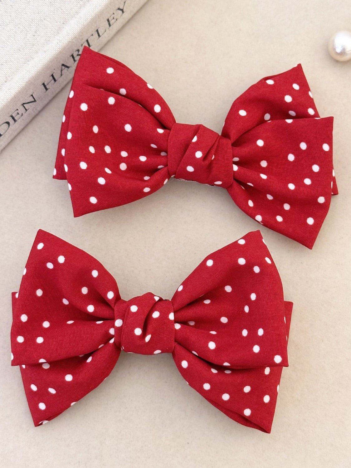 2 - Piece Polka Dot Bow Hair Clip - Loulou Boutique