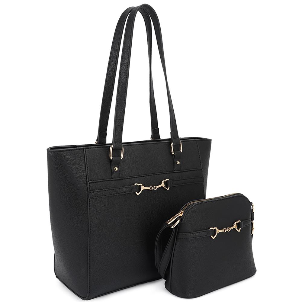 2in1 Smooth Matching Shoulder Tote Bag With Crossbody Set - Loulou Boutique