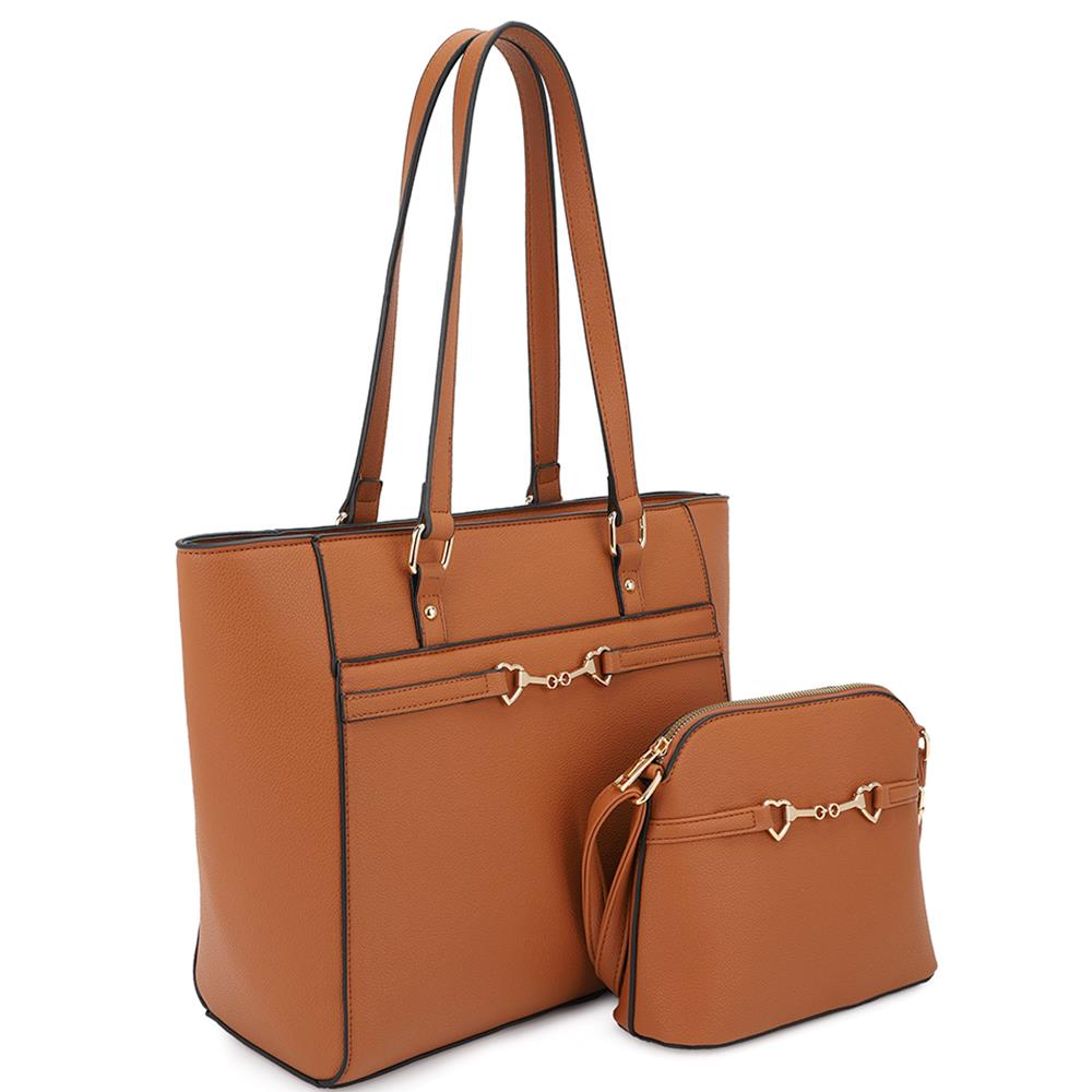 2in1 Smooth Matching Shoulder Tote Bag With Crossbody Set - Loulou Boutique