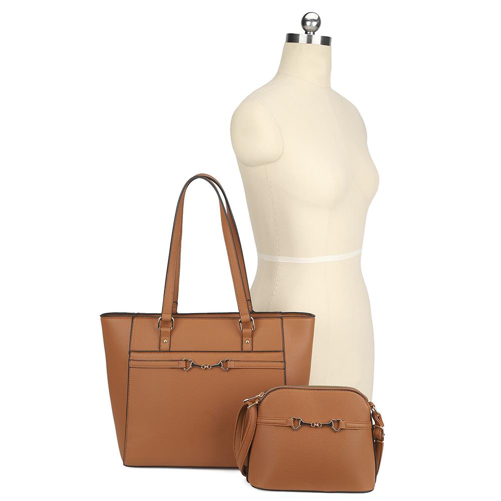 2in1 Smooth Matching Shoulder Tote Bag With Crossbody Set - Loulou Boutique