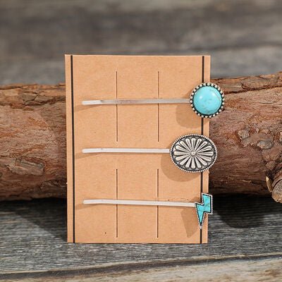 3 PCS/Set Artificial Turquoise Hair Pins - Loulou Boutique