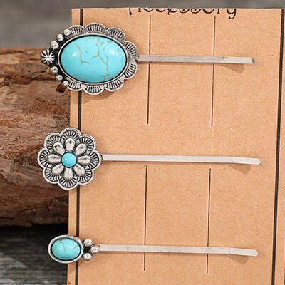 3 PCS/Set Artificial Turquoise Hair Pins - Loulou Boutique