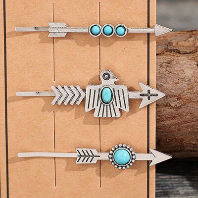 3 PCS/Set Artificial Turquoise Hair Pins - Loulou Boutique