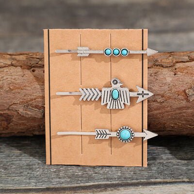 3 PCS/Set Artificial Turquoise Hair Pins - Loulou Boutique