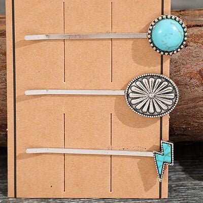 3 PCS/Set Artificial Turquoise Hair Pins - Loulou Boutique