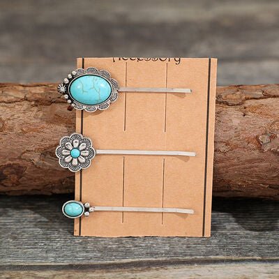 3 PCS/Set Artificial Turquoise Hair Pins - Loulou Boutique