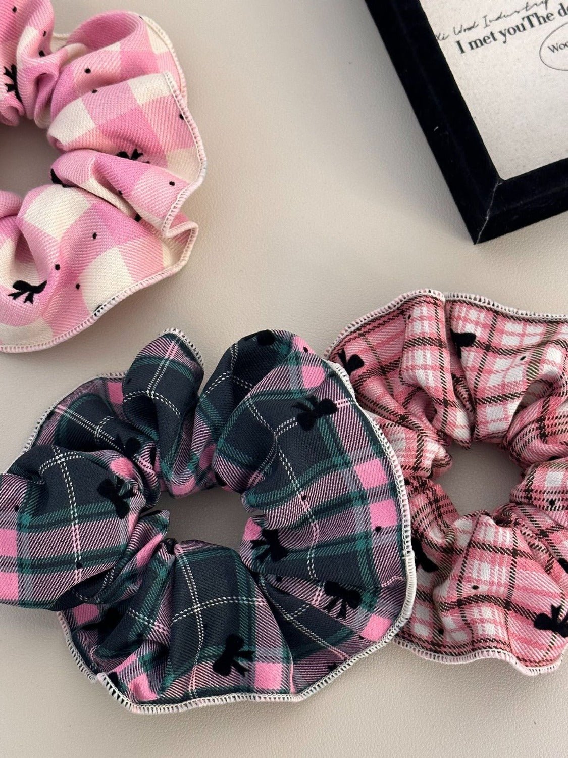 3 - Piece Plaid Contrast Elastic Hair Scrunchy - Loulou Boutique