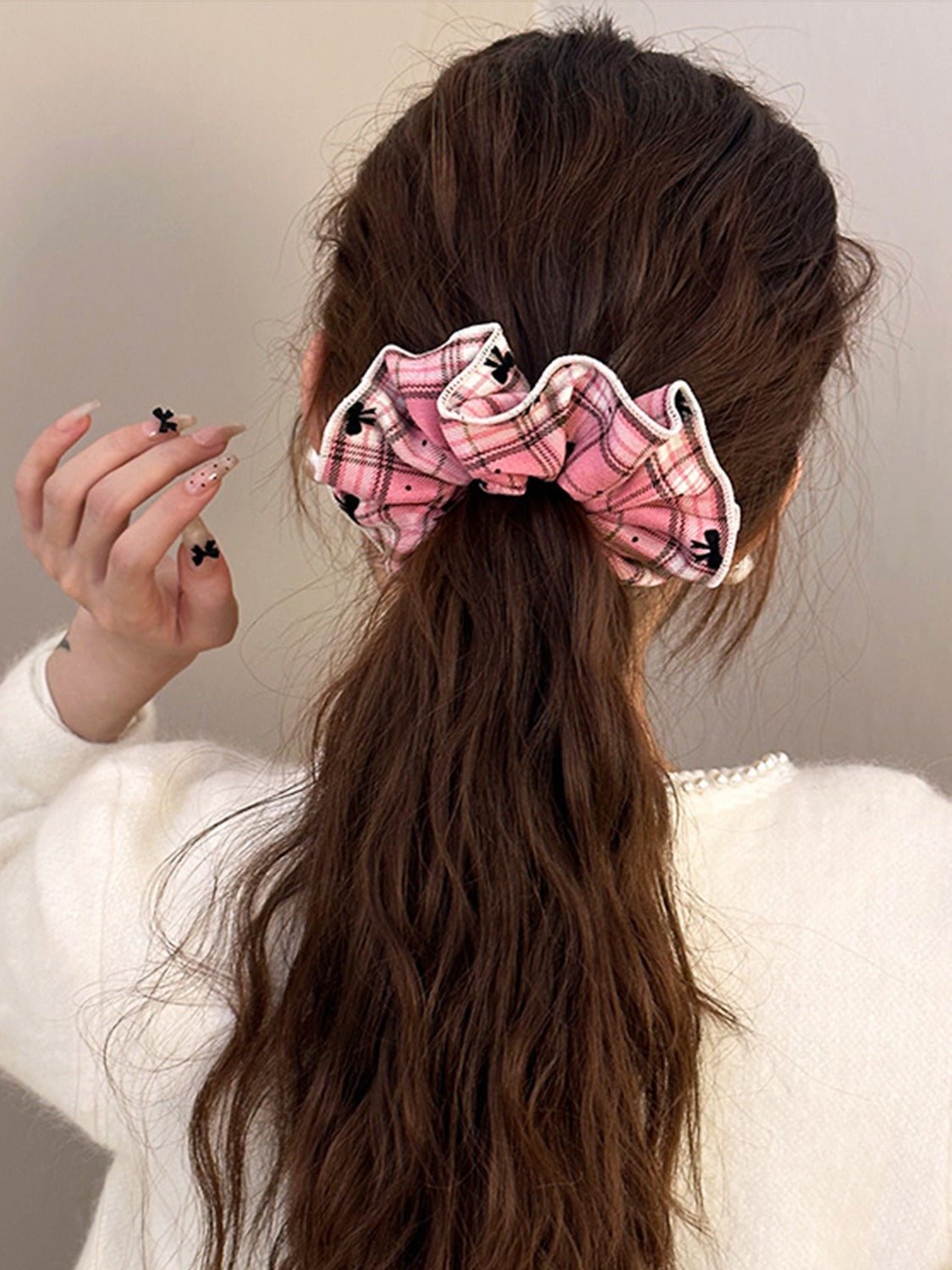 3 - Piece Plaid Contrast Elastic Hair Scrunchy - Loulou Boutique