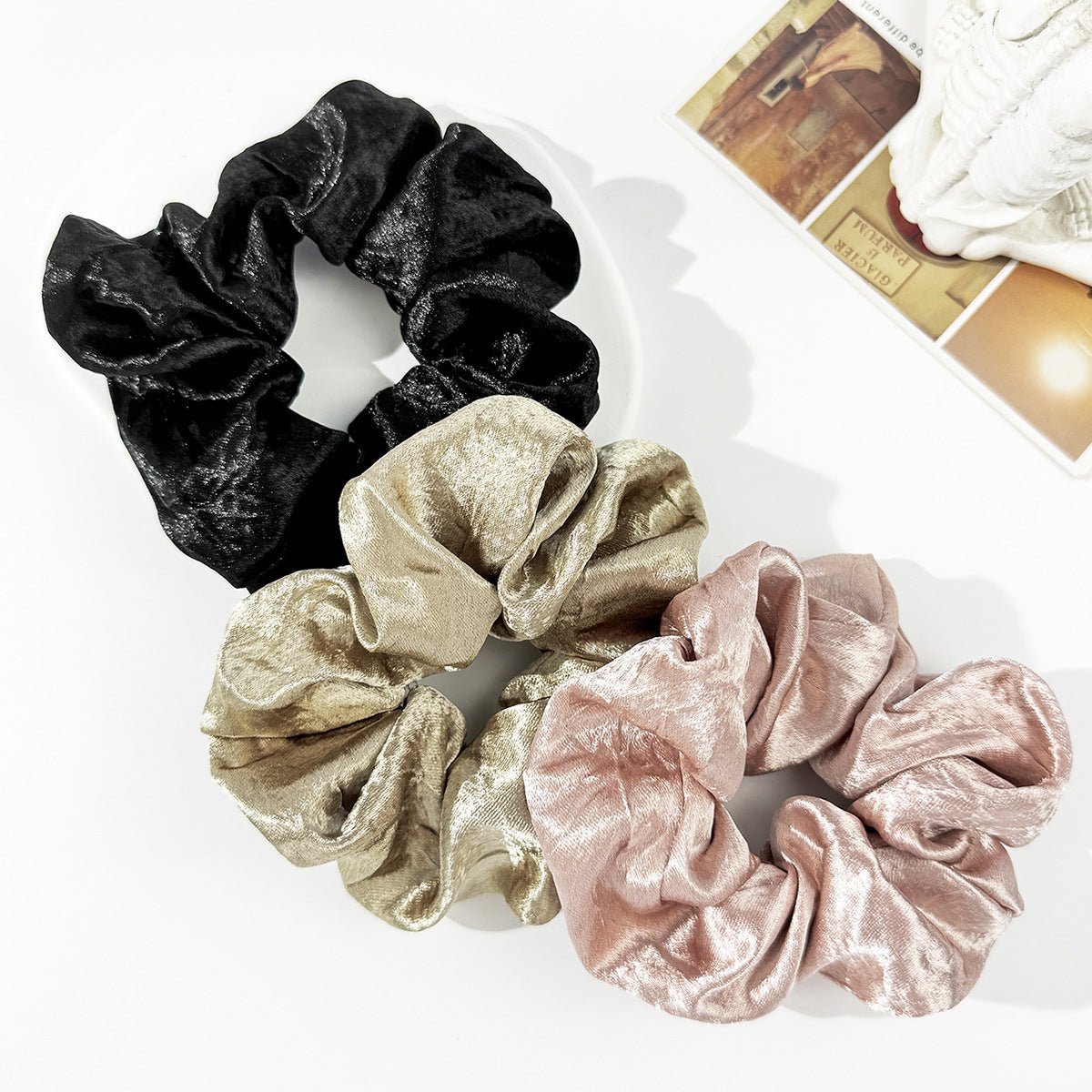 3 - Piece Polyester Elastic Hair Scrunchy - Loulou Boutique