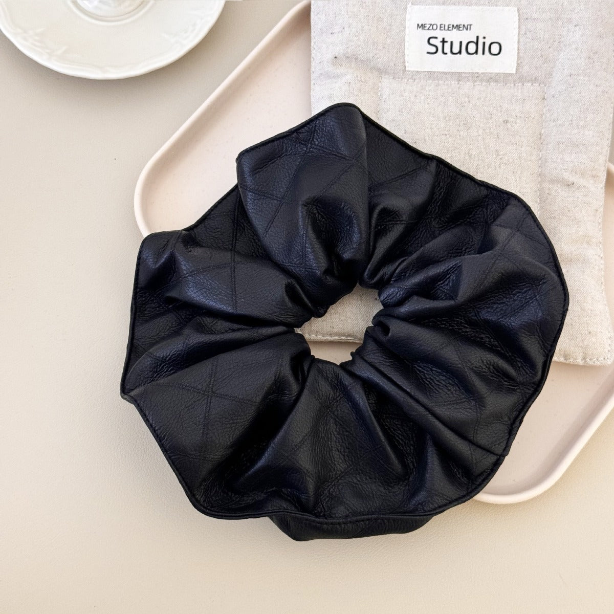 3 - Piece PU Leather Elastic Hair Scrunchy - Loulou Boutique