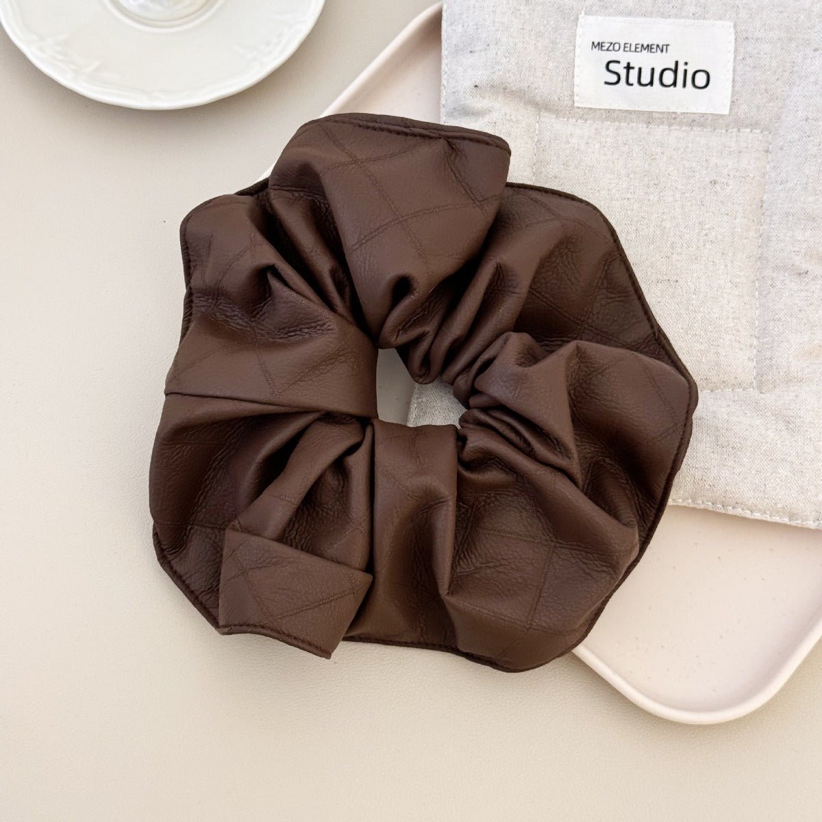 3 - Piece PU Leather Elastic Hair Scrunchy - Loulou Boutique