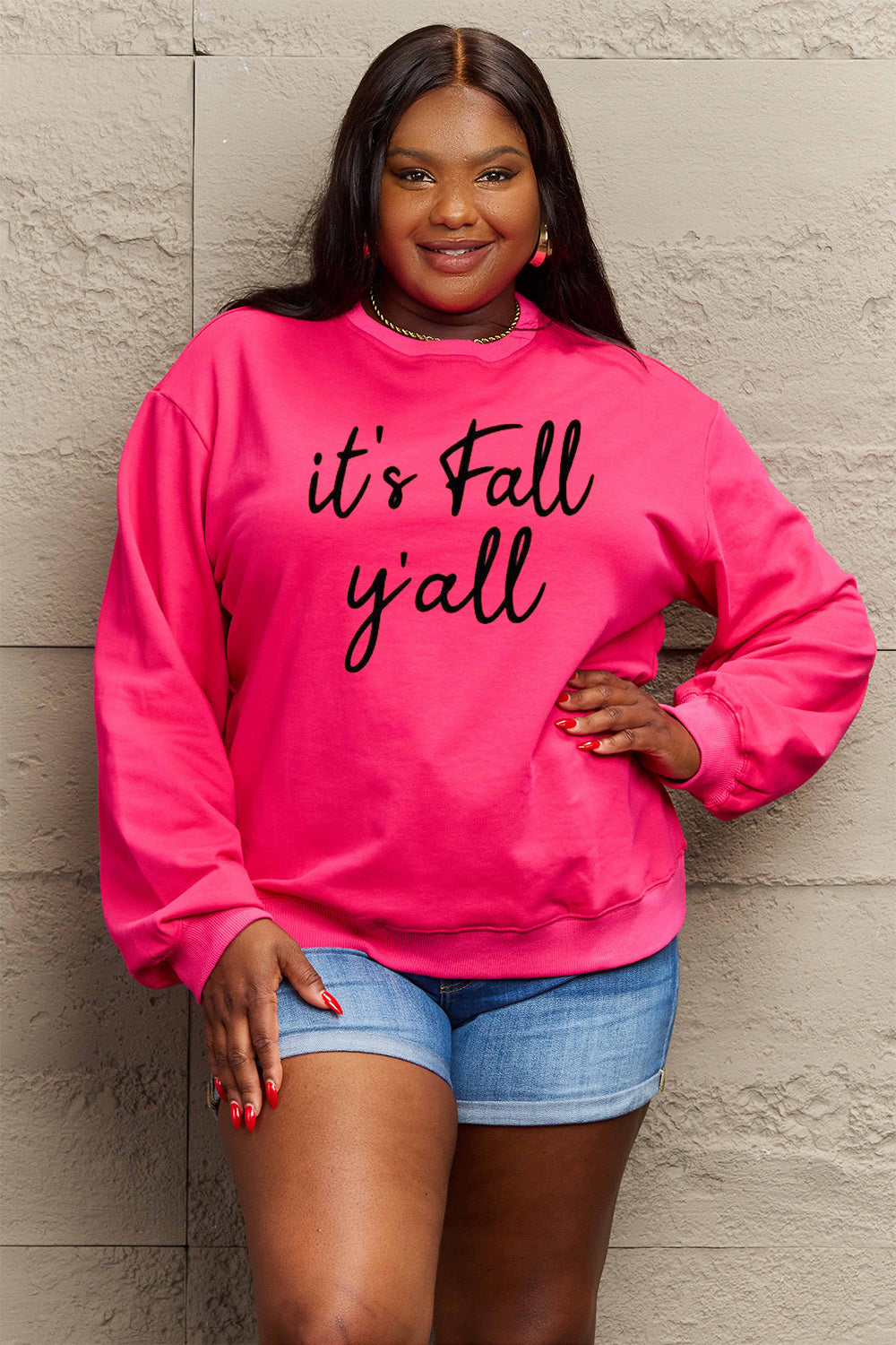 Simply Love Full Size IT'S FALL Y'ALL Graphic Sweatshirt