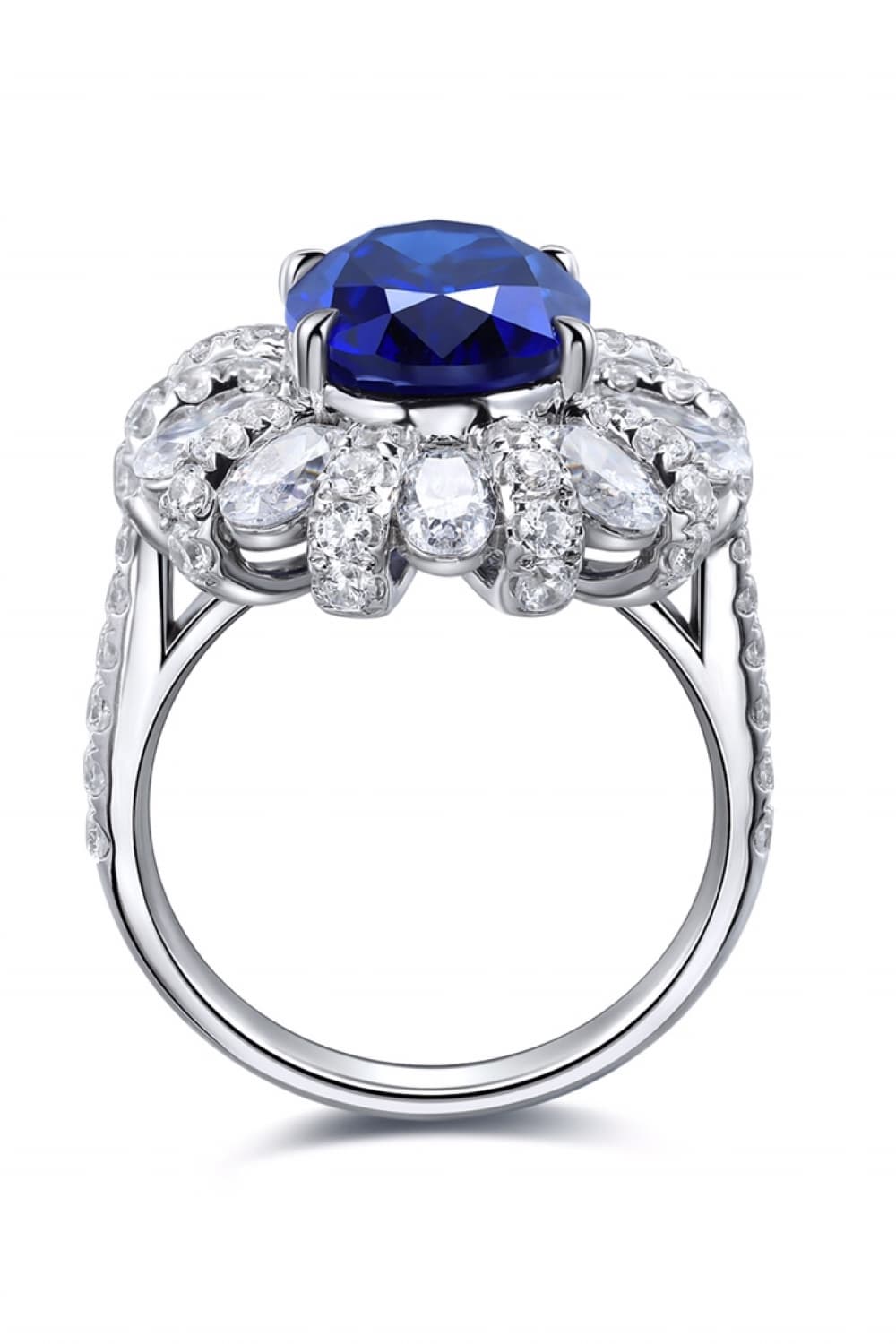 5 Carat Lab-Grown Sapphire Flower Shape Ring - Loulou Boutique