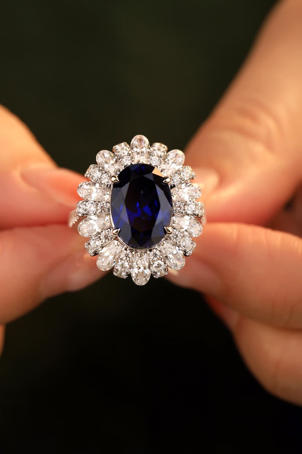 5 Carat Lab-Grown Sapphire Flower Shape Ring - Loulou Boutique