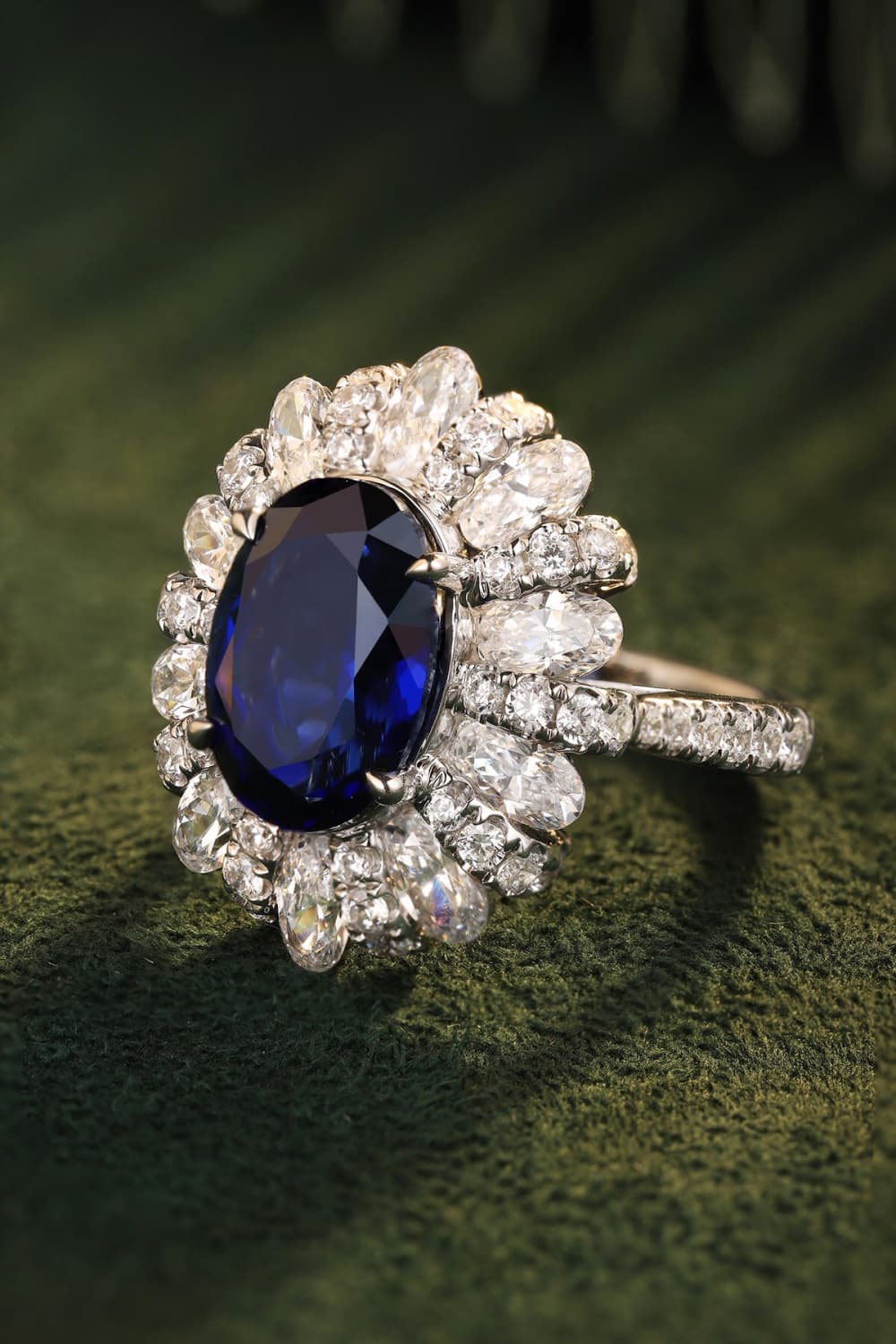 5 Carat Lab-Grown Sapphire Flower Shape Ring - Loulou Boutique