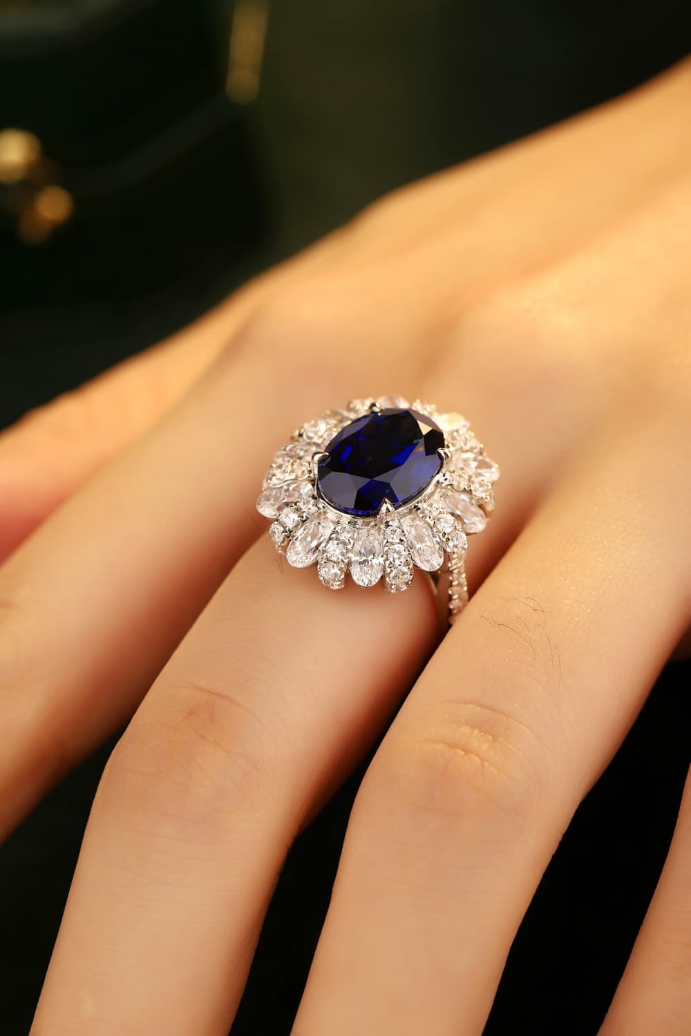 5 Carat Lab-Grown Sapphire Flower Shape Ring - Loulou Boutique