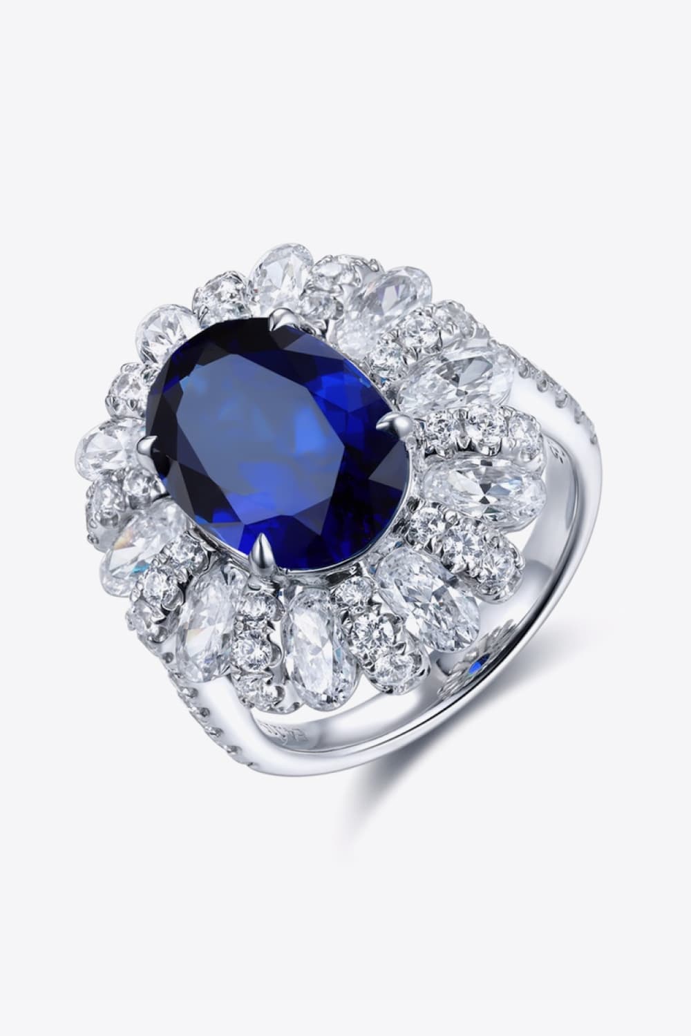 5 Carat Lab-Grown Sapphire Flower Shape Ring - Loulou Boutique