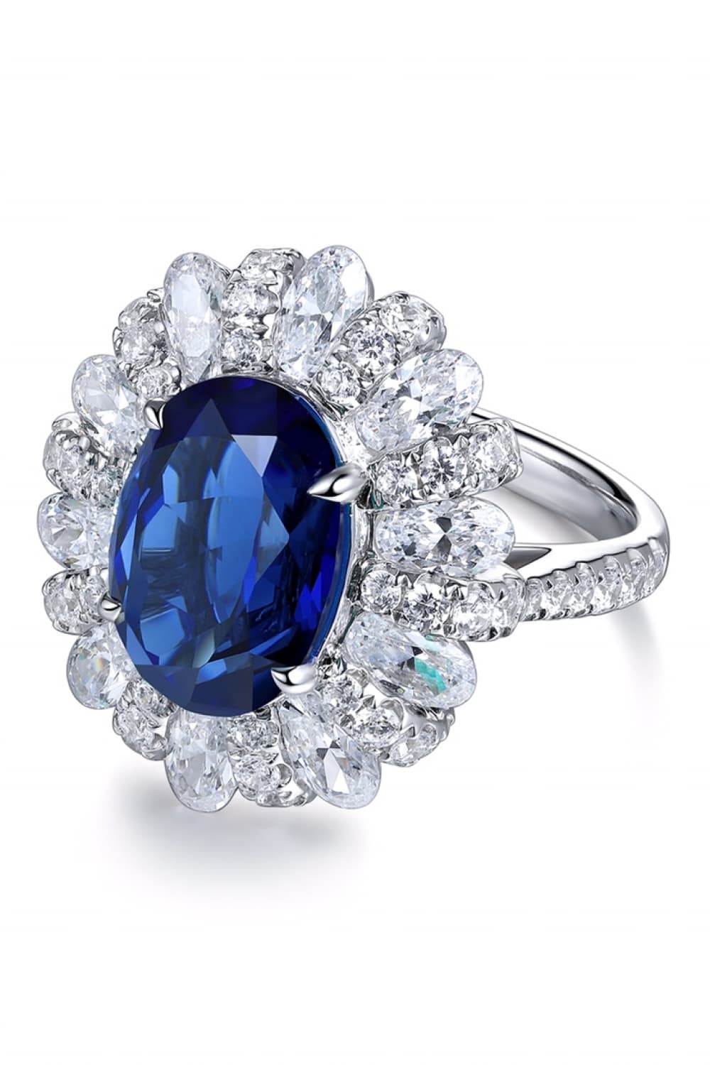 5 Carat Lab-Grown Sapphire Flower Shape Ring - Loulou Boutique