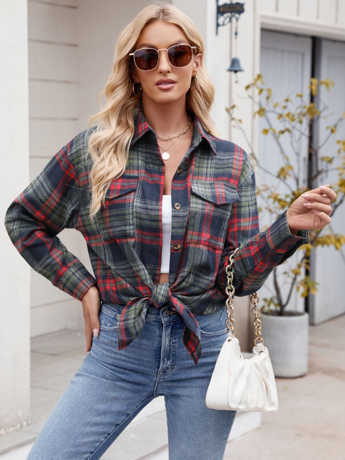 Plaid Button Up Long Sleeve Shirt