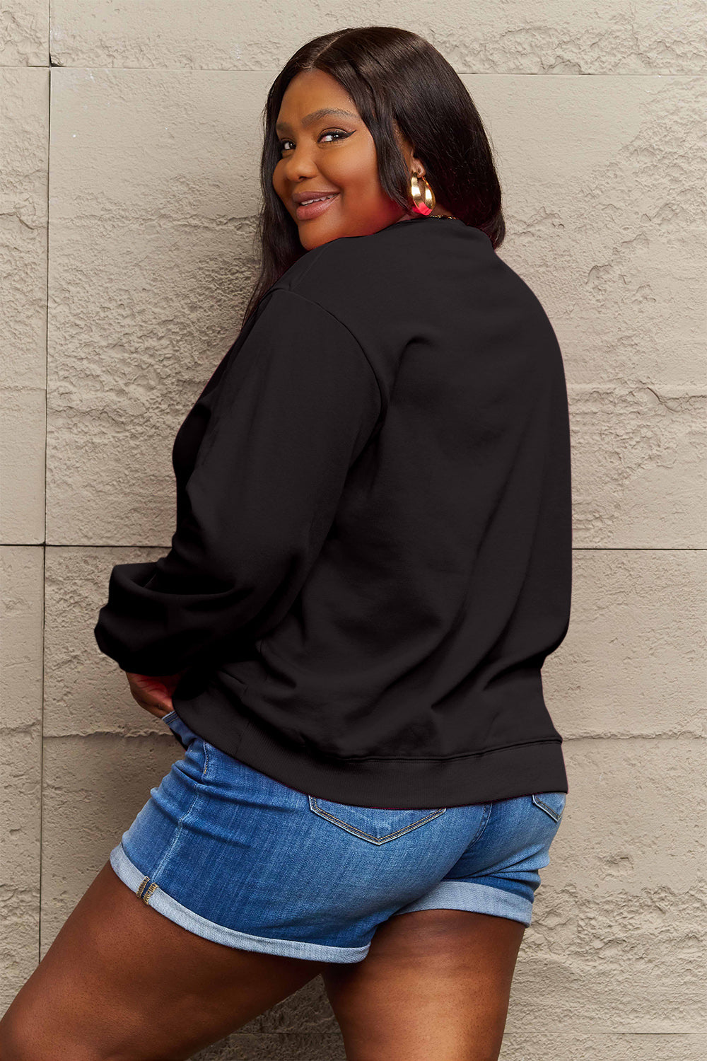 Simply Love Full Size CIAO！Round Neck Sweatshirt