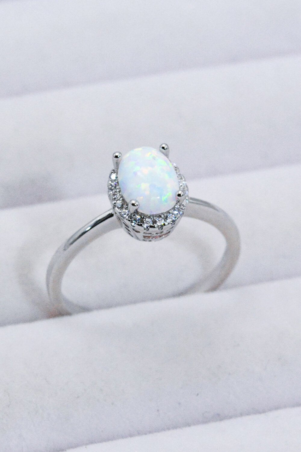 925 Sterling Silver 4-Prong Opal Ring - Loulou Boutique