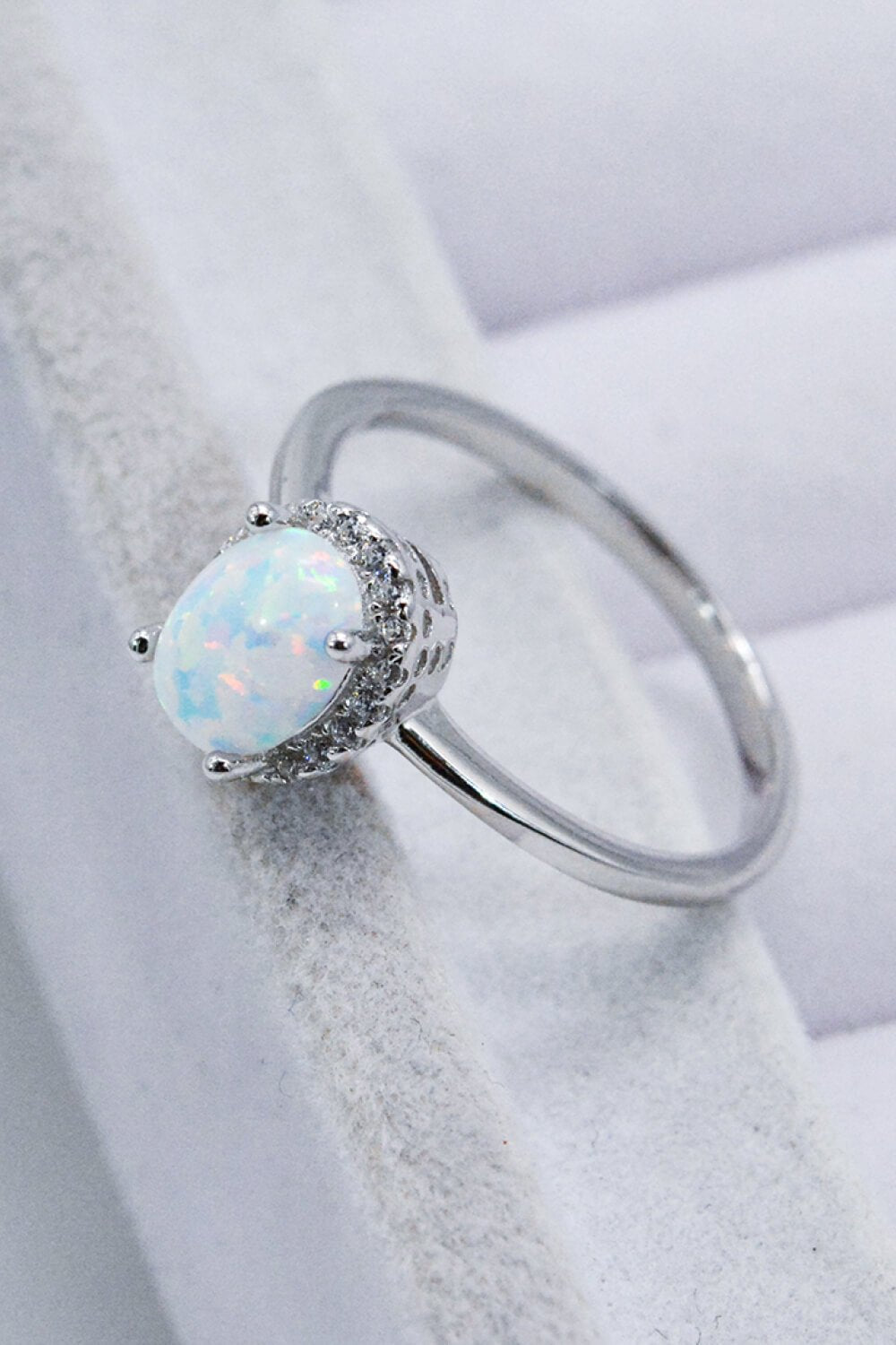 925 Sterling Silver 4-Prong Opal Ring - Loulou Boutique