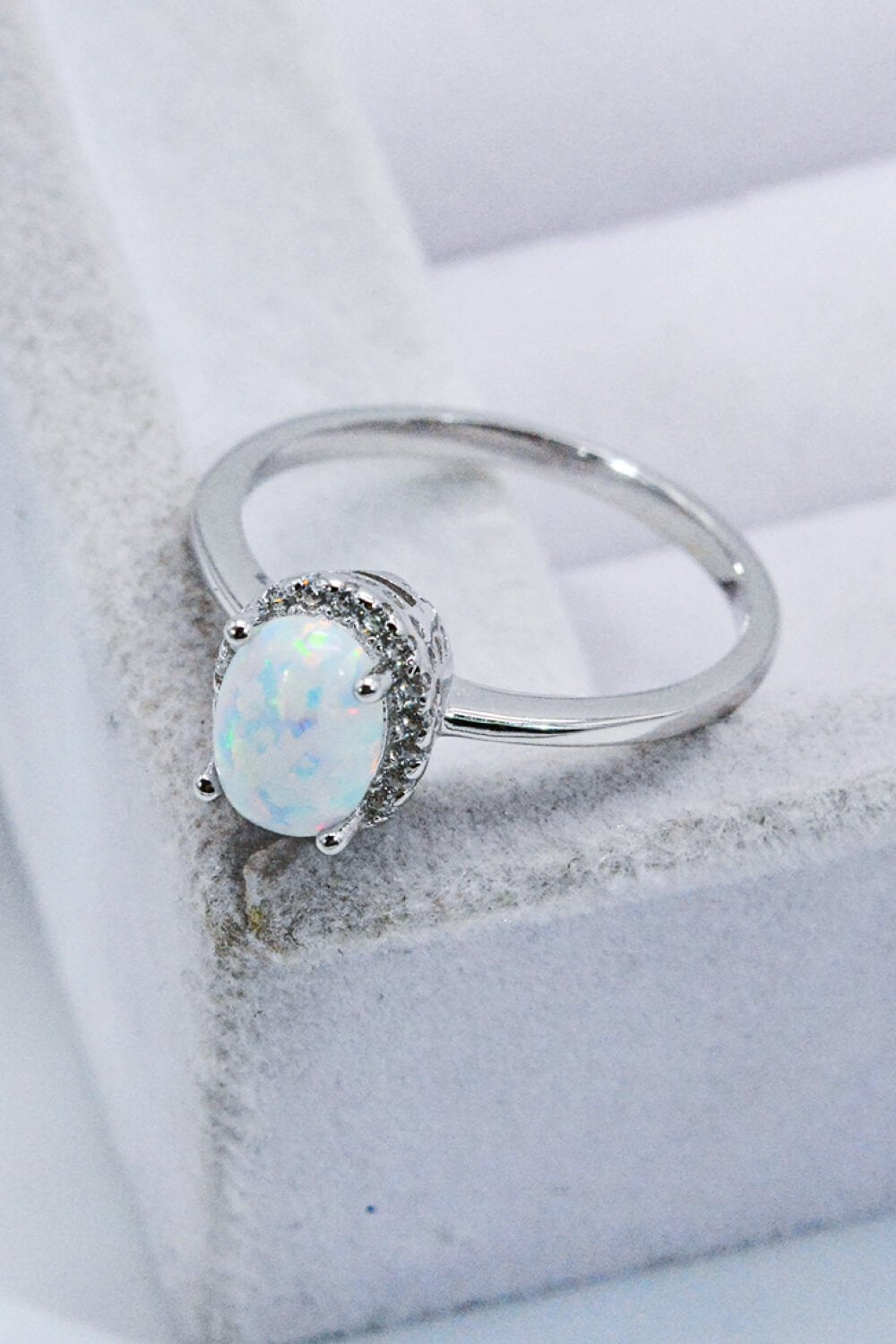 925 Sterling Silver 4-Prong Opal Ring - Loulou Boutique