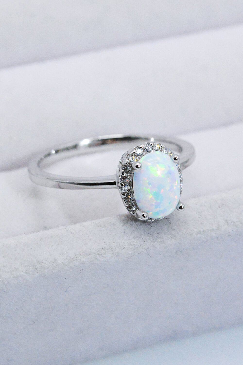 925 Sterling Silver 4-Prong Opal Ring - Loulou Boutique