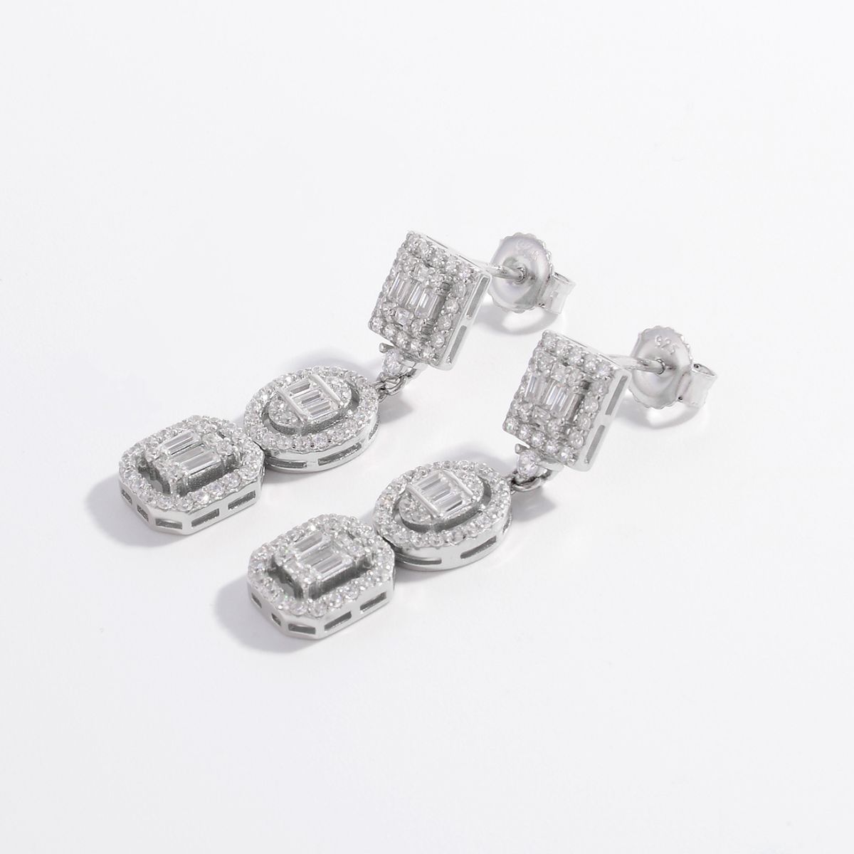 925 Sterling Silver Inlaid Zircon Earrings - Loulou Boutique