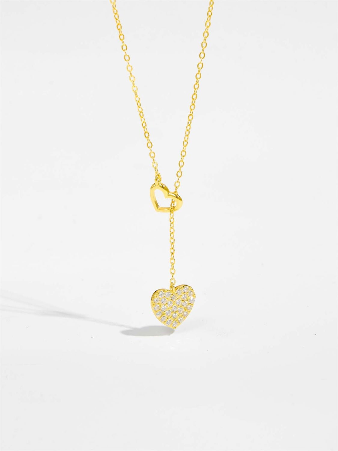 925 Sterling Silver Inlaid Zircon Heart Necklace - Loulou Boutique