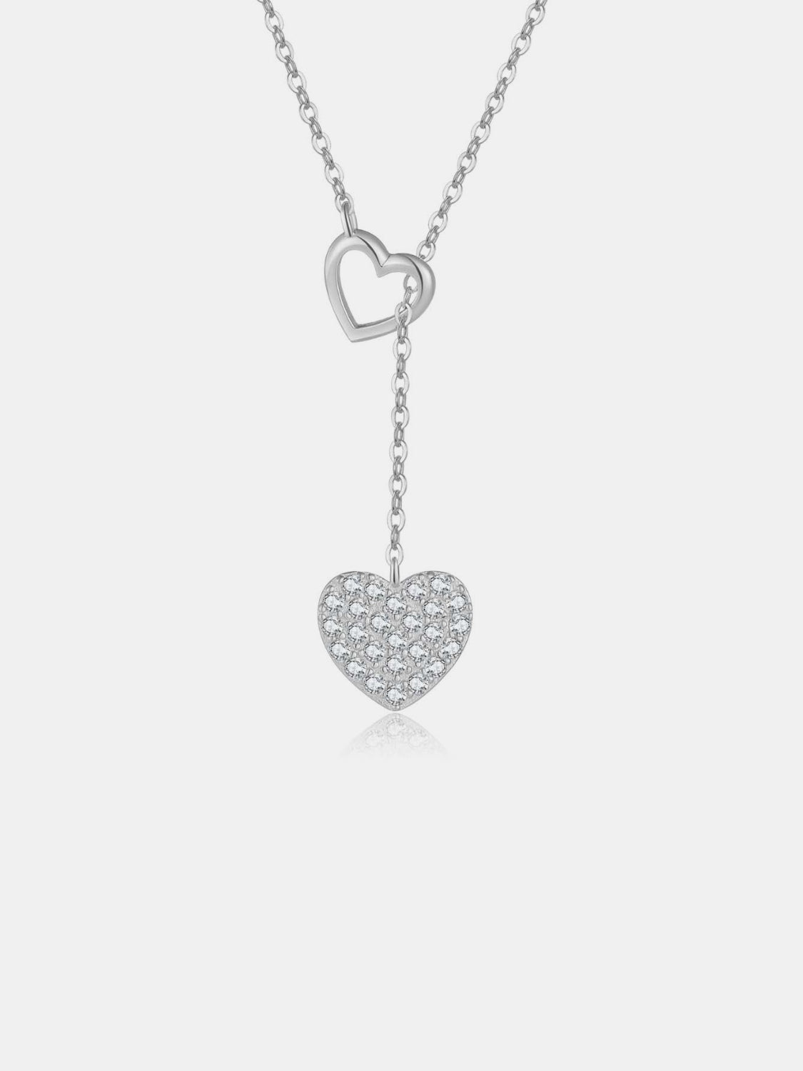 925 Sterling Silver Inlaid Zircon Heart Necklace - Loulou Boutique