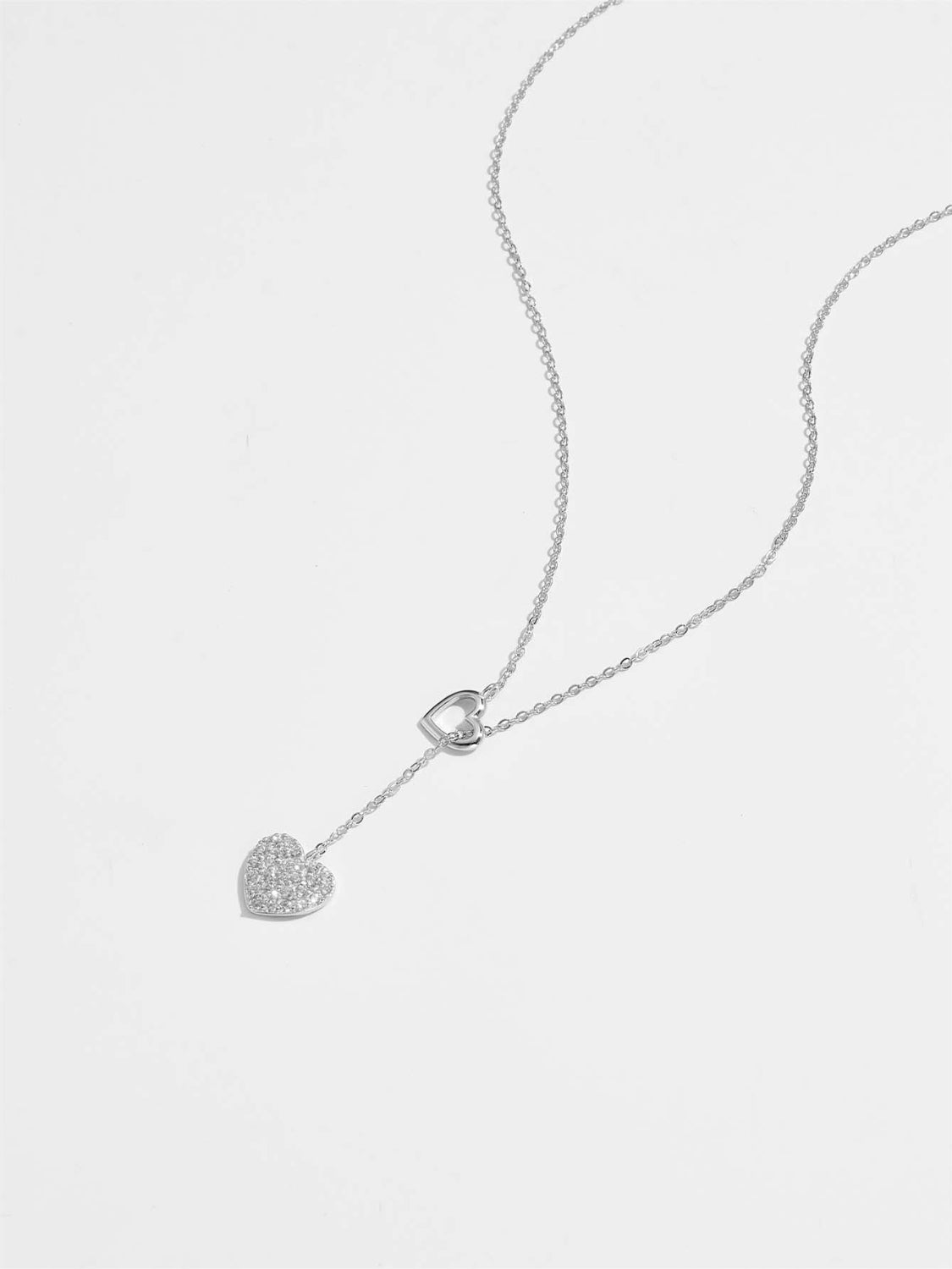 925 Sterling Silver Inlaid Zircon Heart Necklace - Loulou Boutique