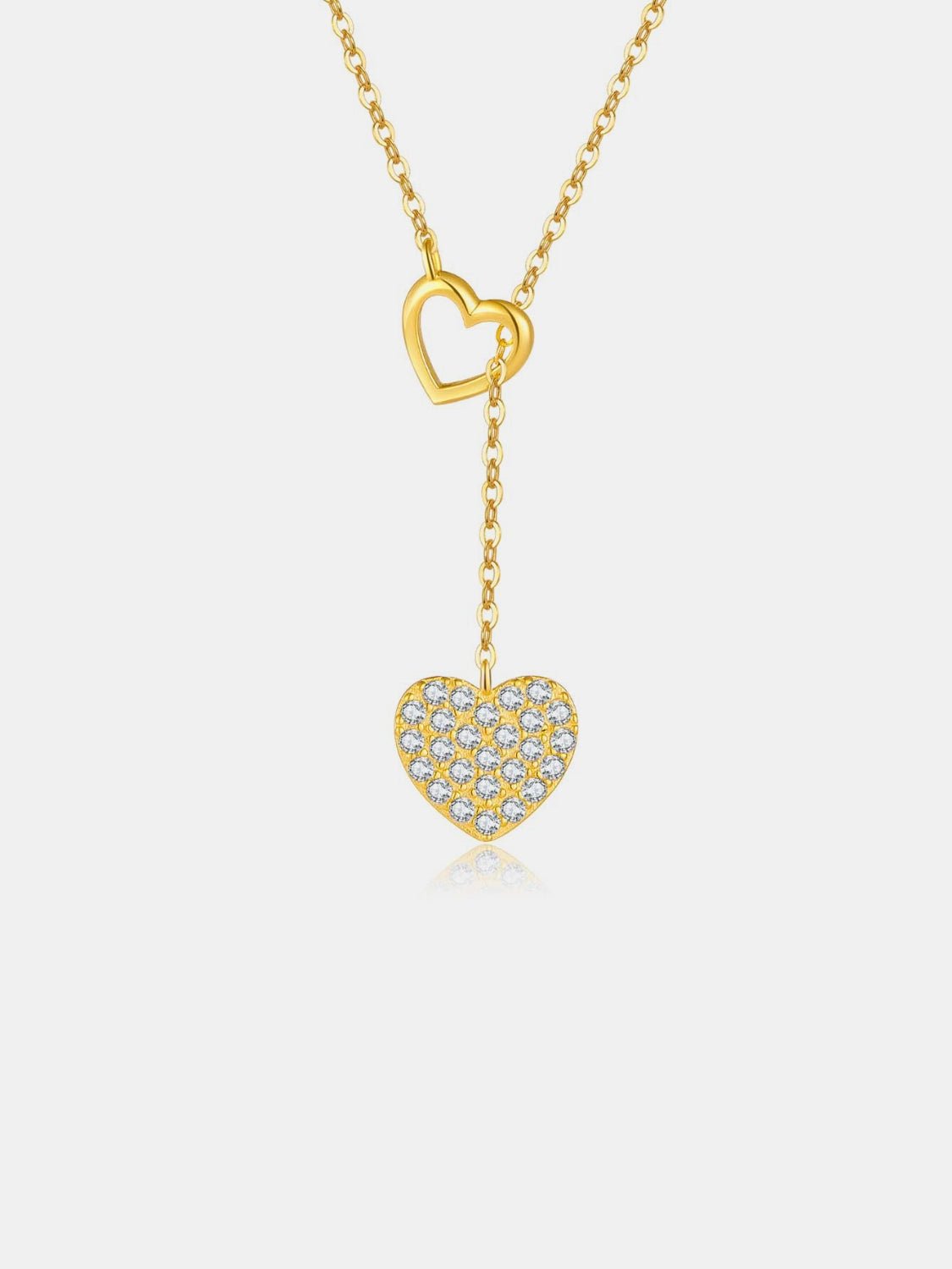 925 Sterling Silver Inlaid Zircon Heart Necklace - Loulou Boutique