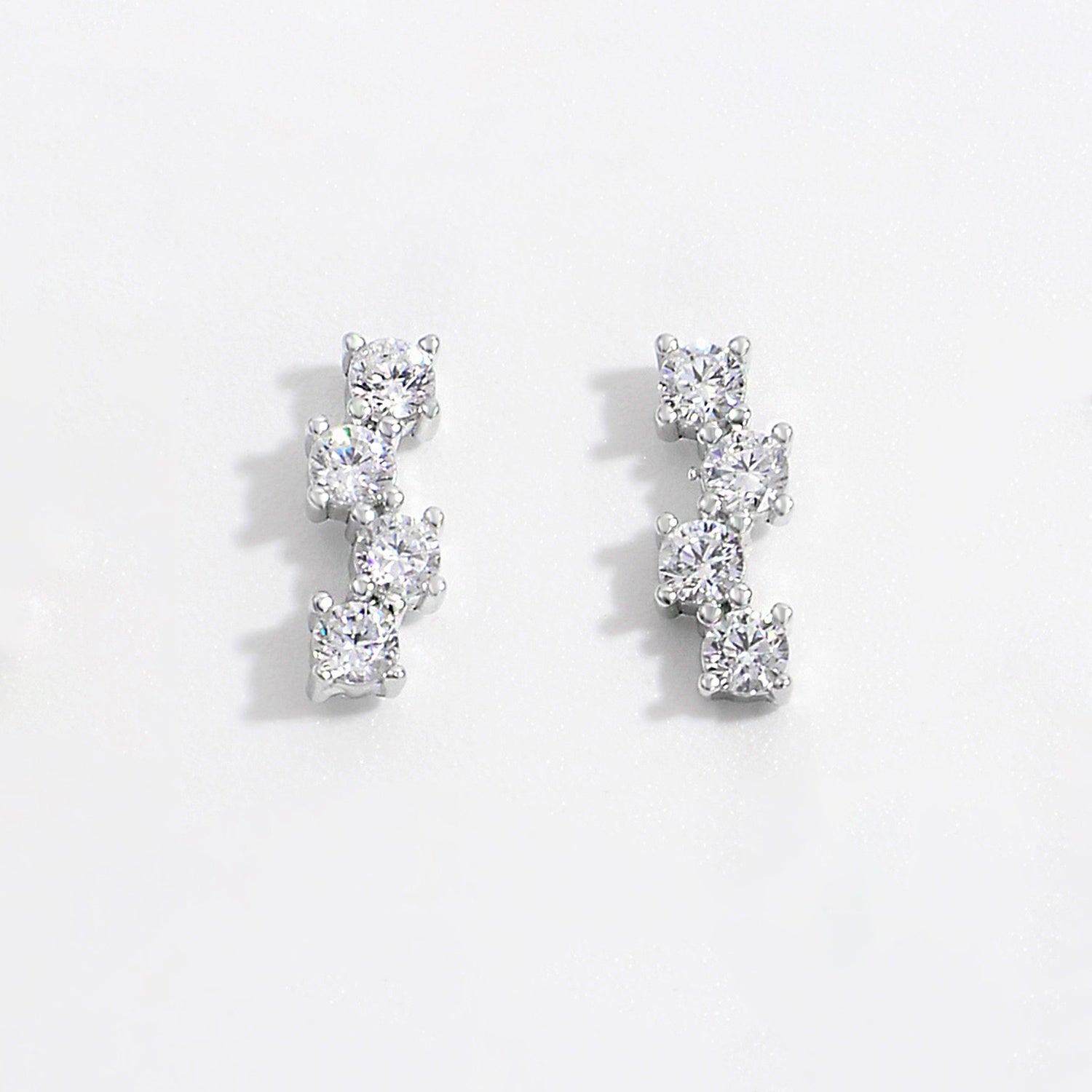 925 Sterling Silver Inlaid Zircon Stud Earrings - Loulou Boutique