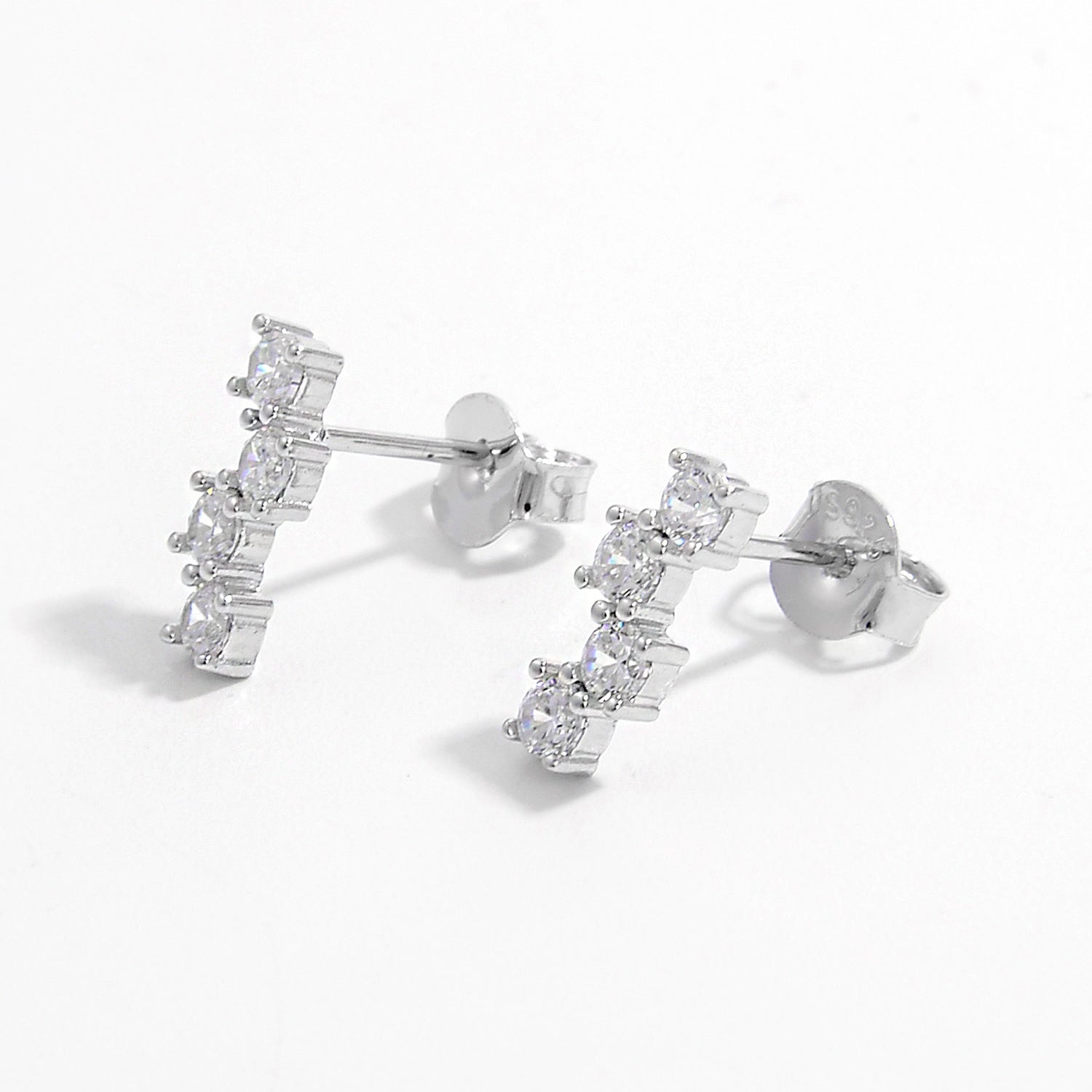 925 Sterling Silver Inlaid Zircon Stud Earrings - Loulou Boutique