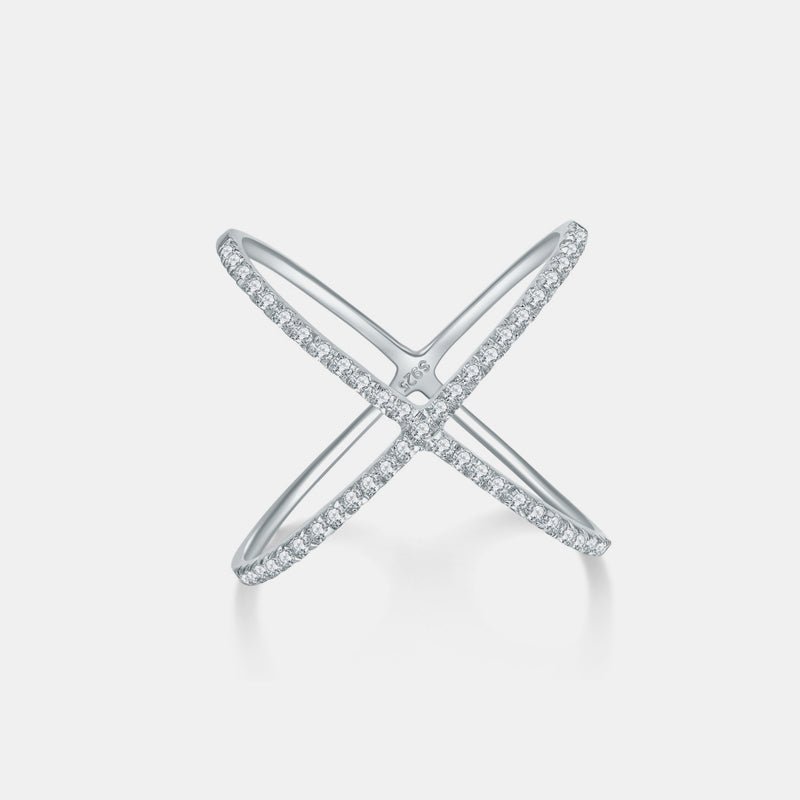 925 Sterling Silver Moissanite Crisscross Ring - Loulou Boutique