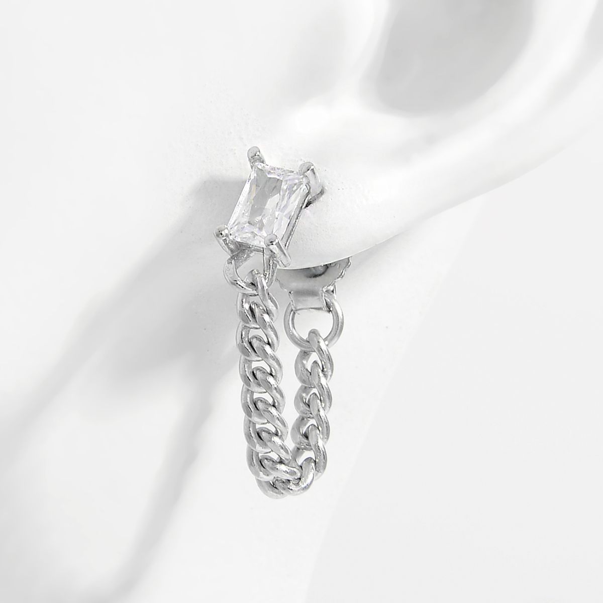 925 Sterling Silver Zircon Chain Earrings - Loulou Boutique