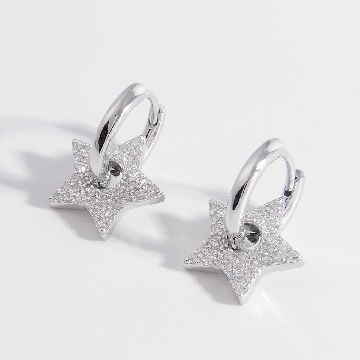 925 Sterling Silver Zircon Star Earrings - Loulou Boutique